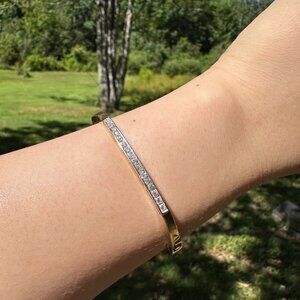 14k solid gold and diamond bangle bracelet